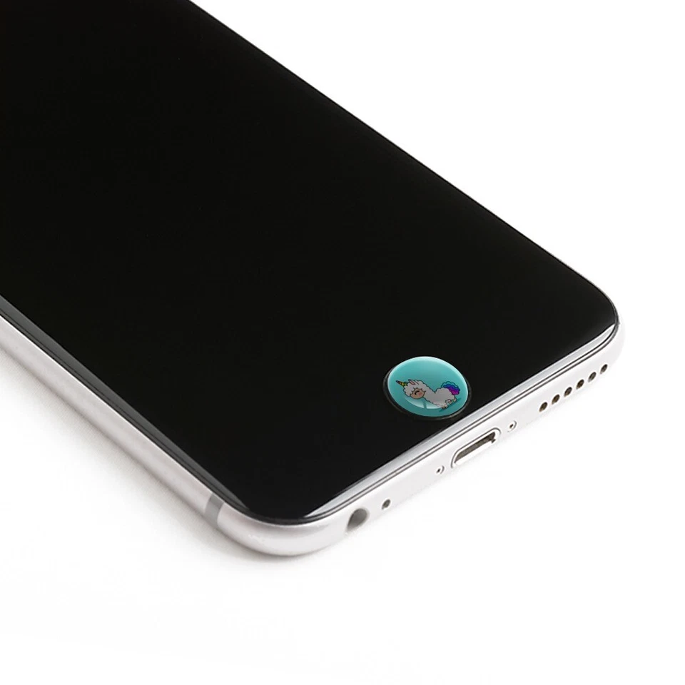 Cute Kawaii Rainbow Llama Unicorn Home Button Stickers Fit Apple iPhone - Image 2 of 3