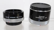 Canon Extender FD 2x-B and Canon Extension Tube FD 25 with Caps