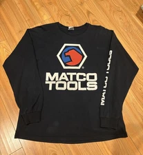 Vintage Matco Automotive Tools Shirt Mens Large Black Pro Mechanics Long Sleeve