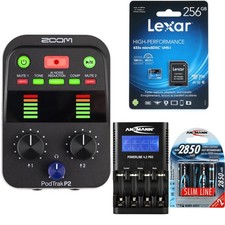 Zoom PodTrak P2 USB Mic Recorder with MicroSDXC Card and Rechargeable Batteries