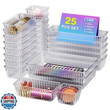 Okylvve 25 PCS Clear Plastic Drawer Organizer Set - 4 Sizes Makeu