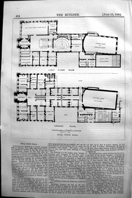 Alter 1864 Baumeister Grundriss Rumpf Rathaus Sitzungen Gericht Bürgermeister Pr viktorianisch