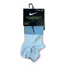 Nike Everyday Plus Dri-FIT Socks 3-Pack M 38-42 White Pink Blue No Show Unisex