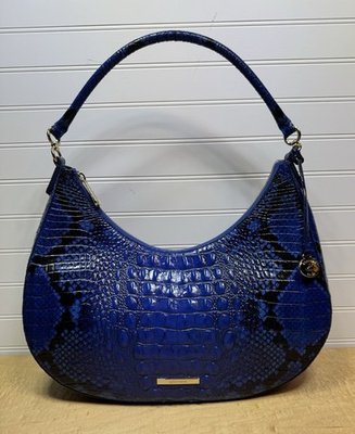 #ad Brahmin Bekka Blue Viper Melbourne Croc Embossed Leather Purse Handbag $164.95