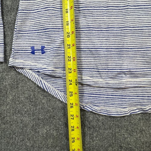 Under Armour Zinger Pullover Top Women Small White Blue Stripes Loose Curved Hem - Picture 6 of 10