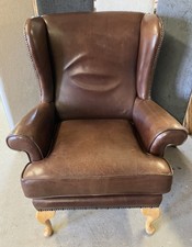 High back Winged Quality Leather Armchair