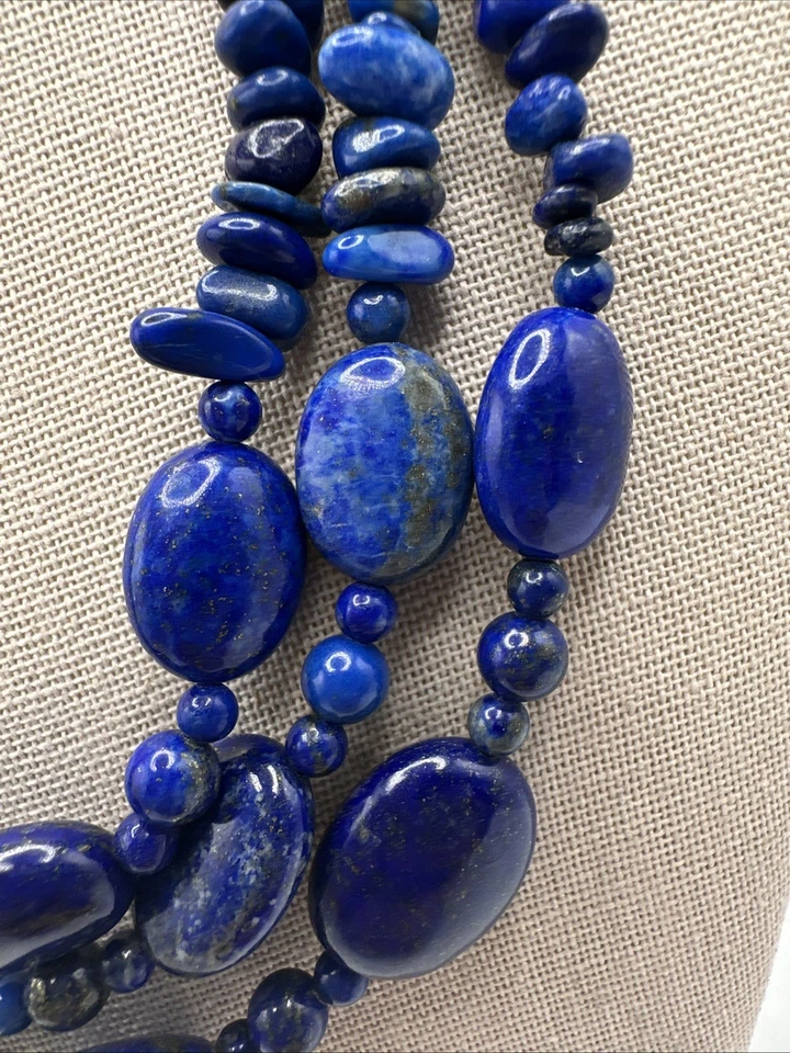 Ожерелье Jay King Hindu Kush афганский лазурит 3 нити 925 - Изображение 3 из 4