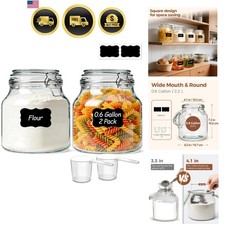 Large Glass Pantry Jars with Airtight Lids 74 oz 2 Pack Wide Mouth