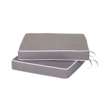 Alfresia Garden Small Chair Seat Pads Cushions 2 Pack | Water Resistant | Grey