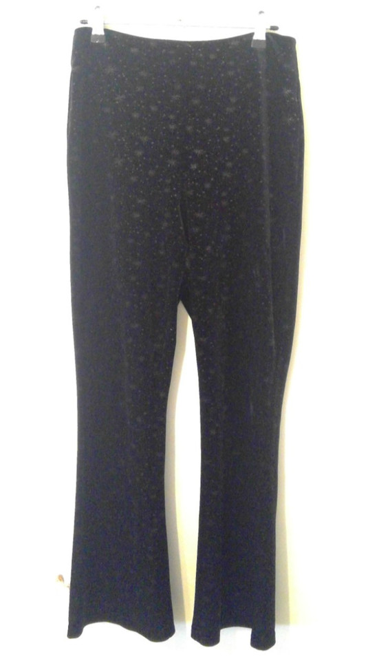 BLACK FRIDAY Black VELVET Gold STAR PRINT High Rise FLARED Pants, Size 8