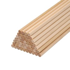 Wood Dowel Rods Wooden Dowels for Crafting 3/16"x 12", 50 PCS Wooden Sticks f...