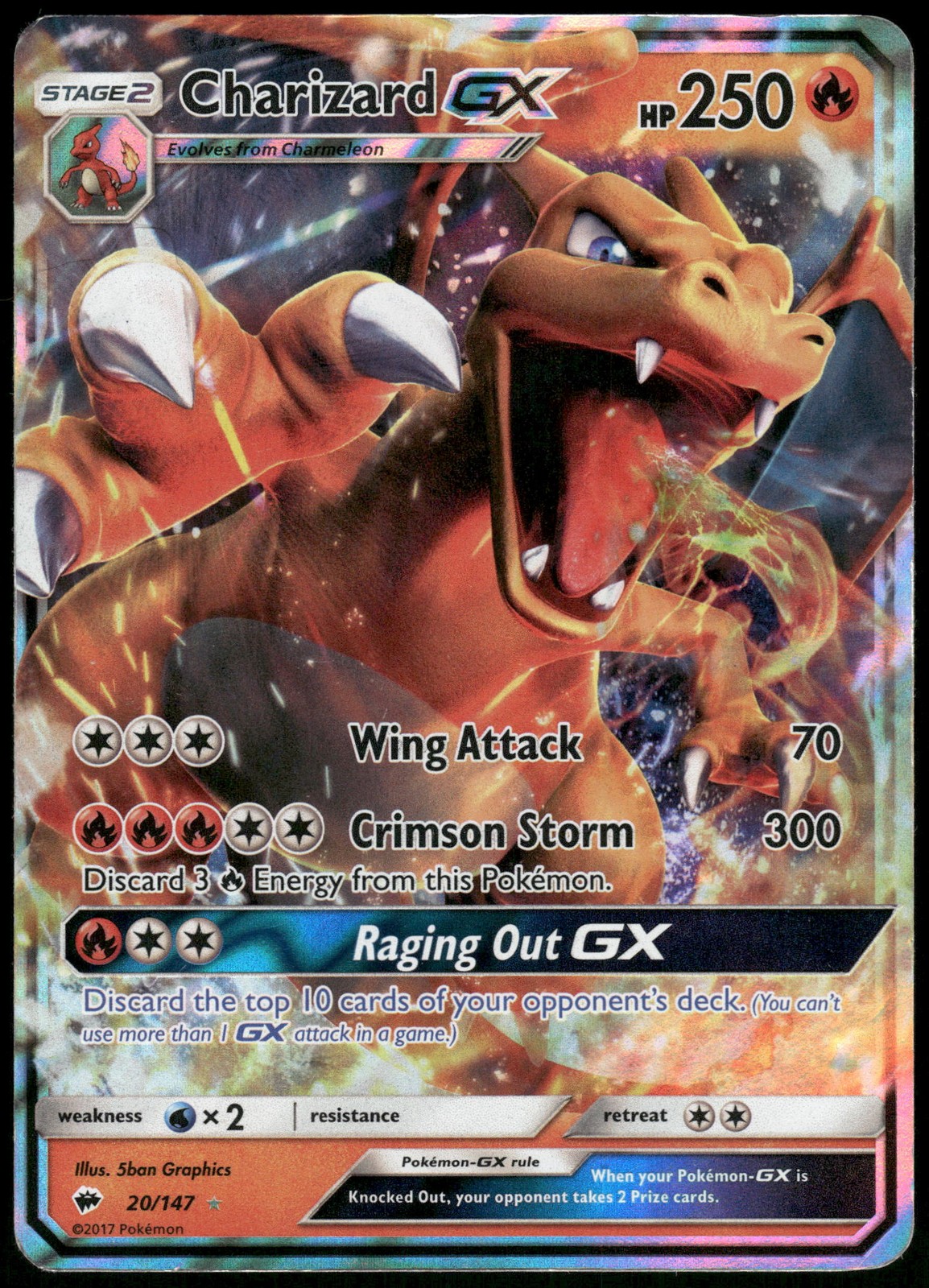 Charizard GX Holo 20/147 SM - Burning Shadows MP