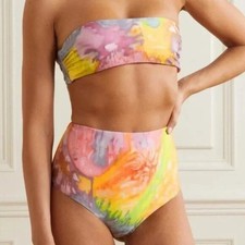 NWT Mara Hoffman Lydia High Waisted Bikini Bottom in Multi Tie Dye Size Small