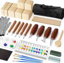 Wood Carving Kit 9-Piece Knives Basswood Blocks Paint Set for Beginners NEW