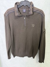 Paul  Shark Yachting Men  s Brown 1/4 Zip Wool Sweater Long Sleeve Size Large