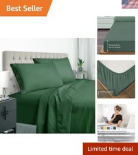 Dark Green Twin Size Bed Sheet Set for Boys Teens - Deep Pocket Sheets King S...