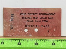 1966 Kentucky High School Basketball Tournament District 22 Ticket Vintage