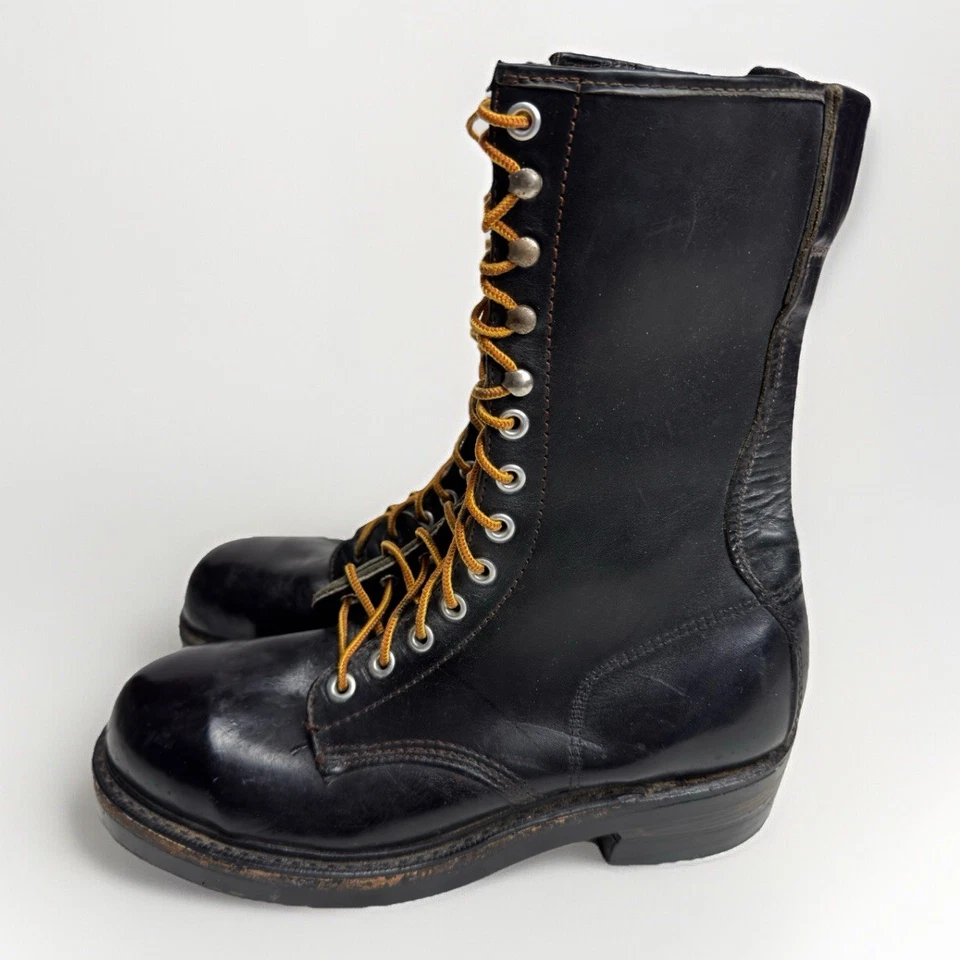Botas de Cuero Negras De Colección Hechas en EE. UU. Punta de Acero Lehigh Neopreno Welts Para Hombres 6 D Foto 4 de 4