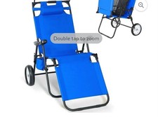 MOPHOTO Beach Chair with Canopy Shade, Folding Beach Cart Chair w/Wheels (73)
