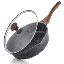SENSARTE Nonstick Skillet, Deep Frying Pan 10/11/12-inch, Saute Pan with Lid,...