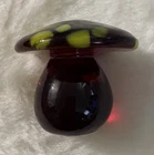 Vintage Blenko? Murano? Red with Yellow Spots Art Glass Mushroom UV Reactive