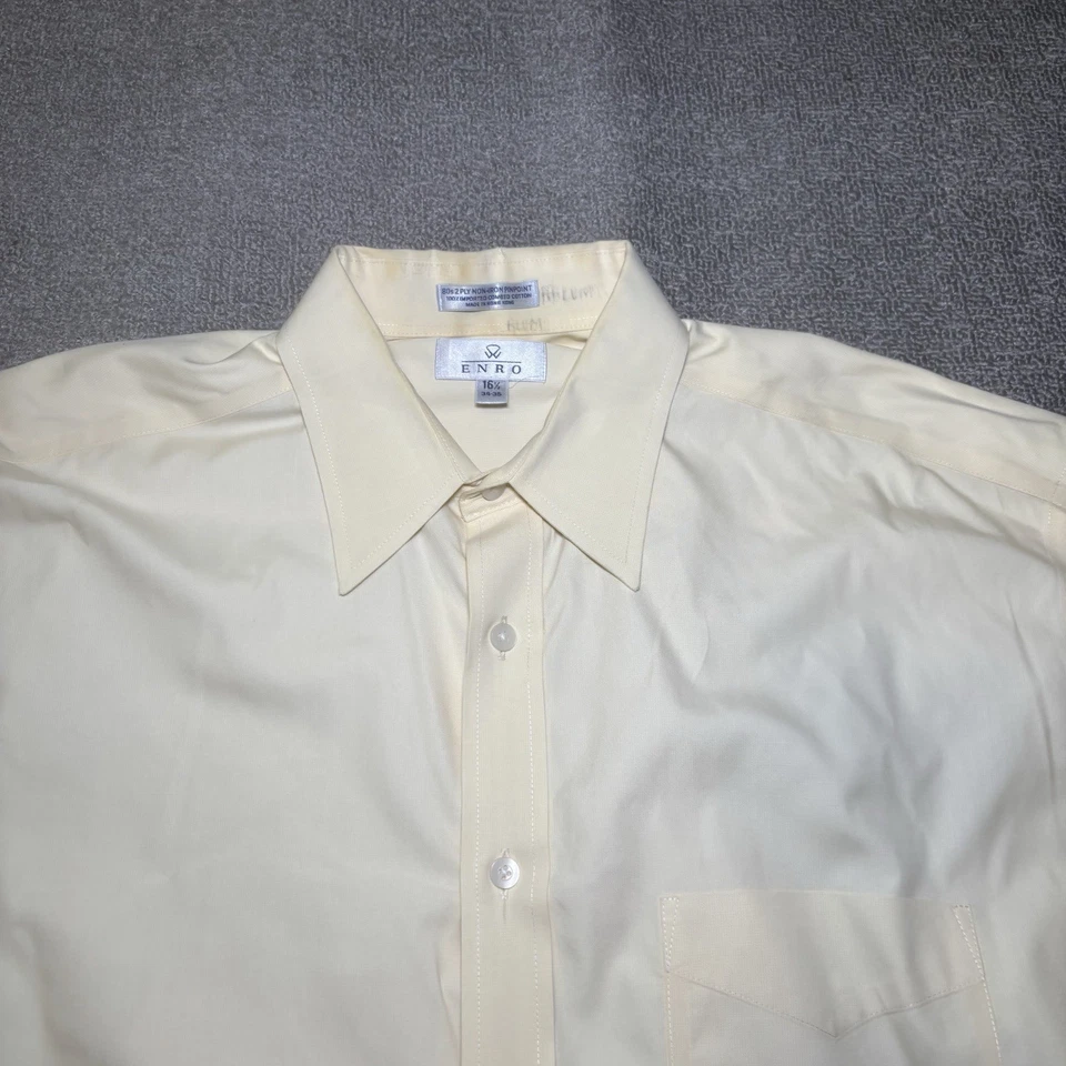 Enro Dress Shirt Button Up Mens 16.5 34-35 Yellow Long Sleeve Solid #884 Foto 2 de 4