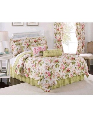 Waverly Emmas Garden Modern Farmhouse Floral 4-Piece Reversible Quilt Bedspread