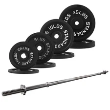 BalanceFrom 95lb Cast Iron Weight Set with 5ft Barbell & Star Locks