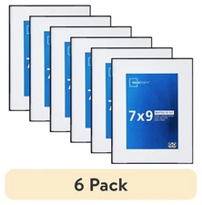 (6 pack) Mainstays 7x9 Matted to 5x7 Front Loading Tabletop Picture Frame, Black