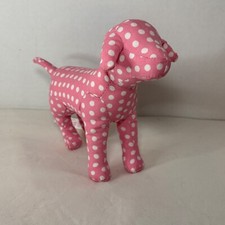 Victoria Secret PINK White Polka Dot Plush Puppy Dog 8" Long RARE FIRST EDITION