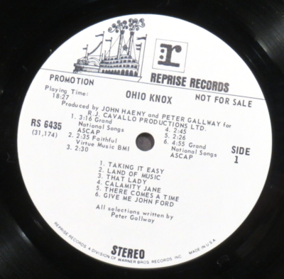 OHIO KNOX ‎– Ohio Knox 1971 1st US WL Promo LP NM/EX Peter Gallway