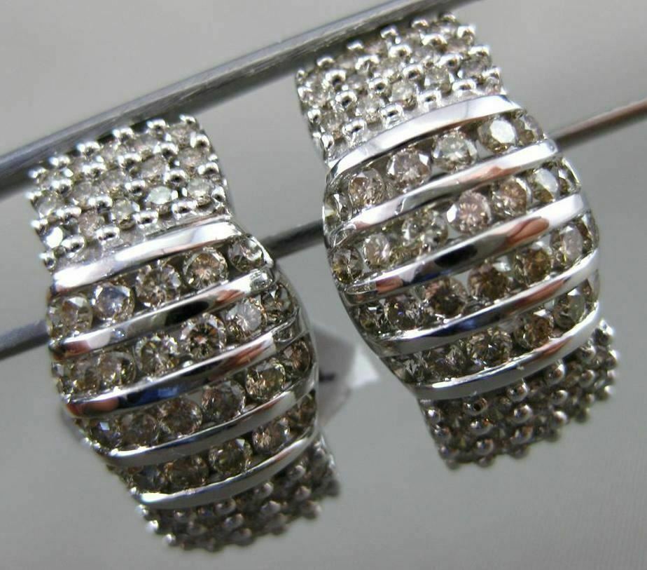 ORECCHINI ESTATE WIDE 2 36CT DIAMANTE ORO BIANCO 14KT 3D MULTI FILA CANALE CLIP ON