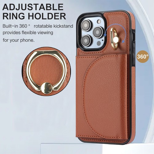 Fr iPhone 16 Pro Max 15 14 13 12 11 X 7 Wallet Folio Card Holder Ring Stand Case - Picture 17 of 50