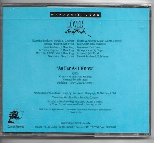 MARJORIE-JEAN - AS FAR AS I KNOW - CD SINGLE!! NEW!! - Picture 2 of 2