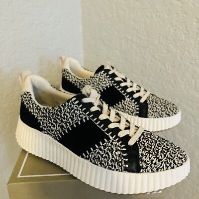 Dolce Vita Dolley Women's Sneaker, Black White Knit, Size 9.5,  Retro Style NWT