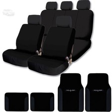 For Ford New Black Cloth Car Truck Seat Covers Floor Mats Split Rear Seat Set 