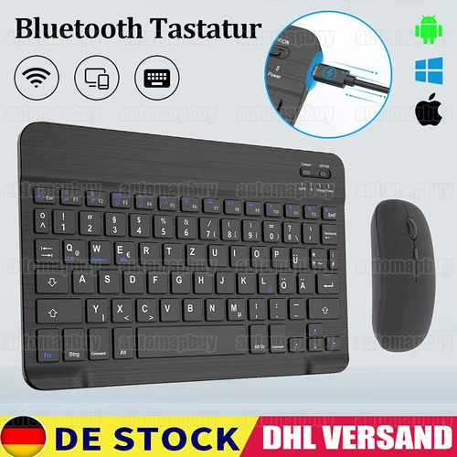 Tastatur Funk Maus Wireless Kabellos Keyboard Bluetooth Computer Layout Deutsch