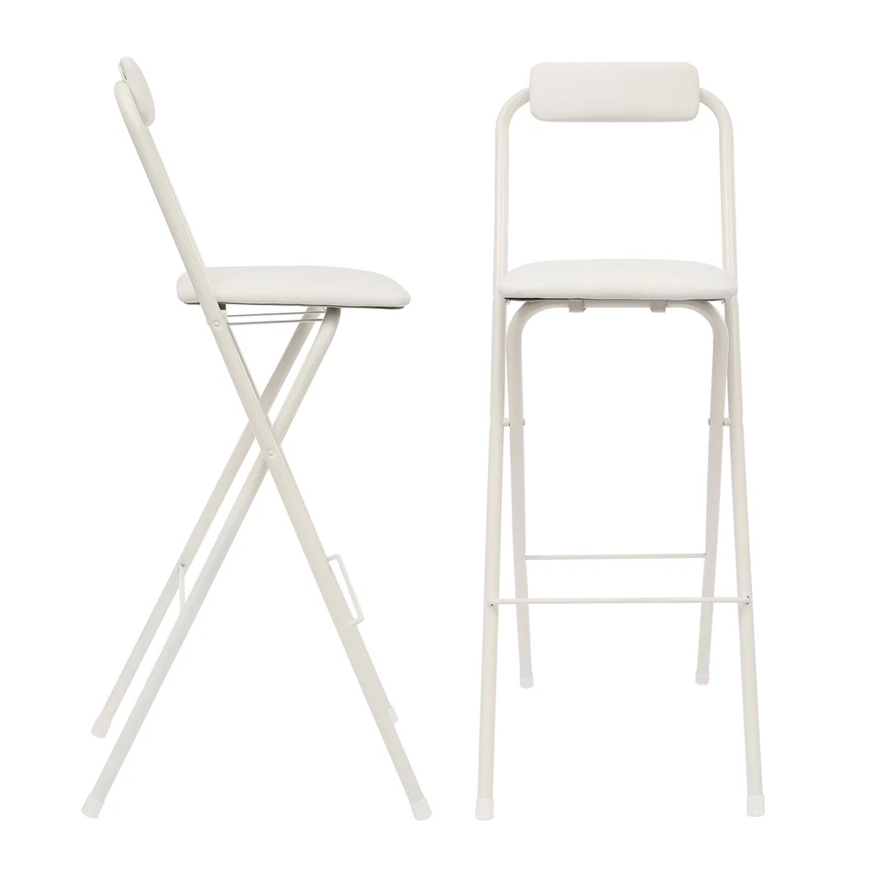 Silla de Bar Plegable Moderna 2 PIEZAS, Silla Plegable Alta, Taburete Plegable Portátil Blanco Foto 4 de 4
