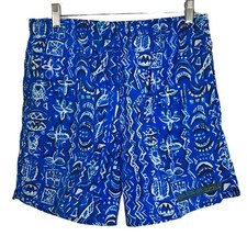Vintage BugleBoy Swim Trunks Mens Size XL Blue White Abstract Print