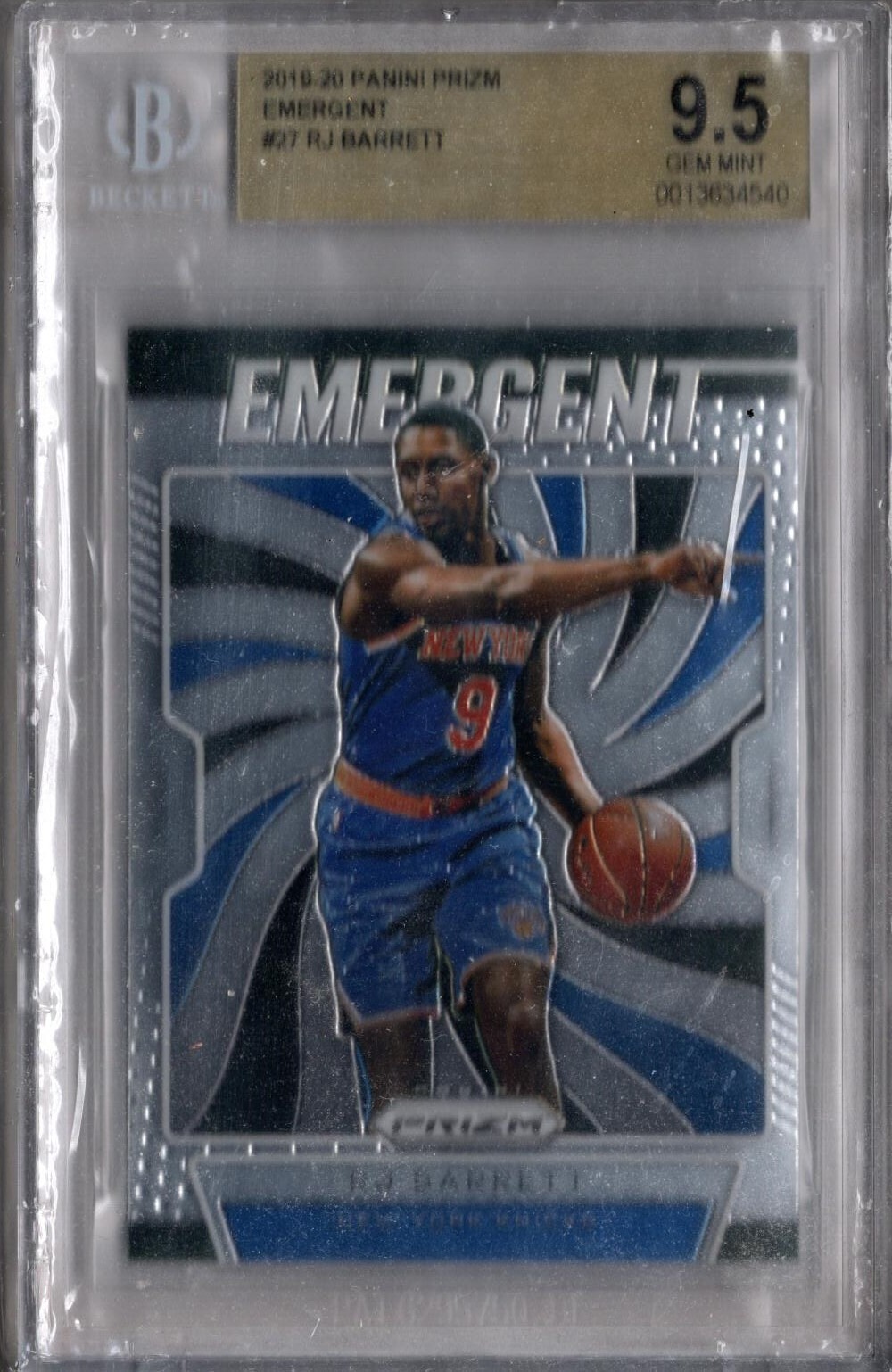 RJ Barrett ROOKIE BGS 9.5 2019-20 Prizm Emergent #27 NYK Knicks RC