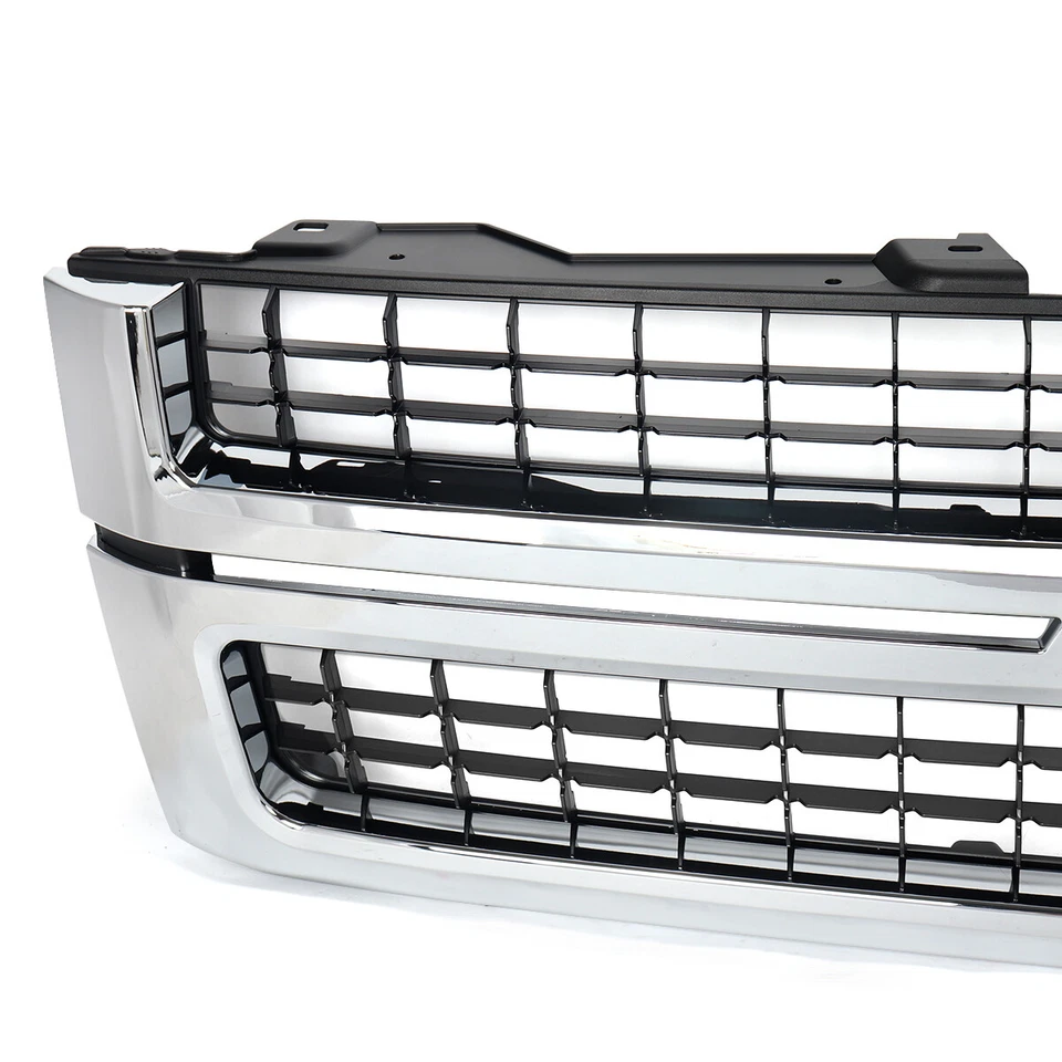 Grille Assembly For Chevy Silverado 2500 HD 2007-2010 Chrome Frame Black Insert Foto 2 de 4