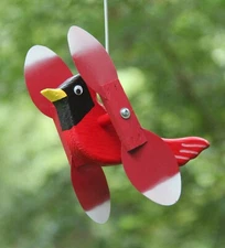 Cardinal Mini Whirligigs Whirligig Windmill Yard Art Hand made from wood