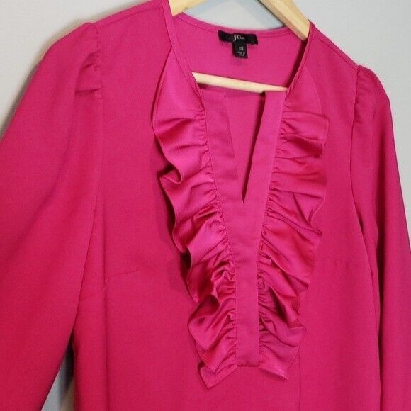 JCrew Top Womens XS Ruffled Front Satin Crepe But… - image 4
