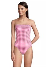 DRAPER JAMES LANDS' END 16 Smocked Bandeau Swimsuit One Piece Pink Gingham