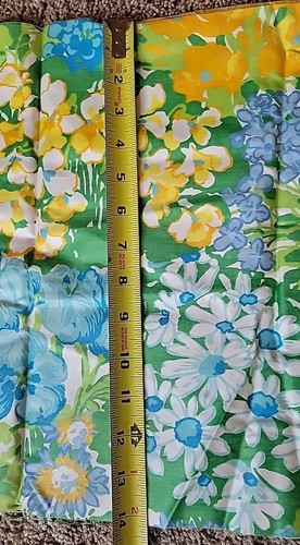 Vtg Waverly Flower Power Glosheen Clementine Fabric 3.5 Yd Floral Blue Cotton - Picture 10 of 10