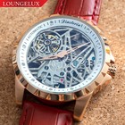 Mens Automatic Mechanical Watch - Rose Gold White Red Leather Deploaynt