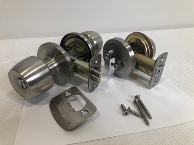 Defiant Entry Door Lock & Single Cylinder Deadbolt Satin Chrome - Needs Re-Keyed