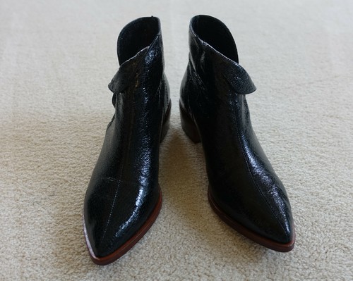 Black Patent Leather Ankle Boots 