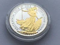 BRITANNIA COIN SILVER GILDED .999 FINE SILVER 2013 1 OUNCE 1OZ 2 POUNDS