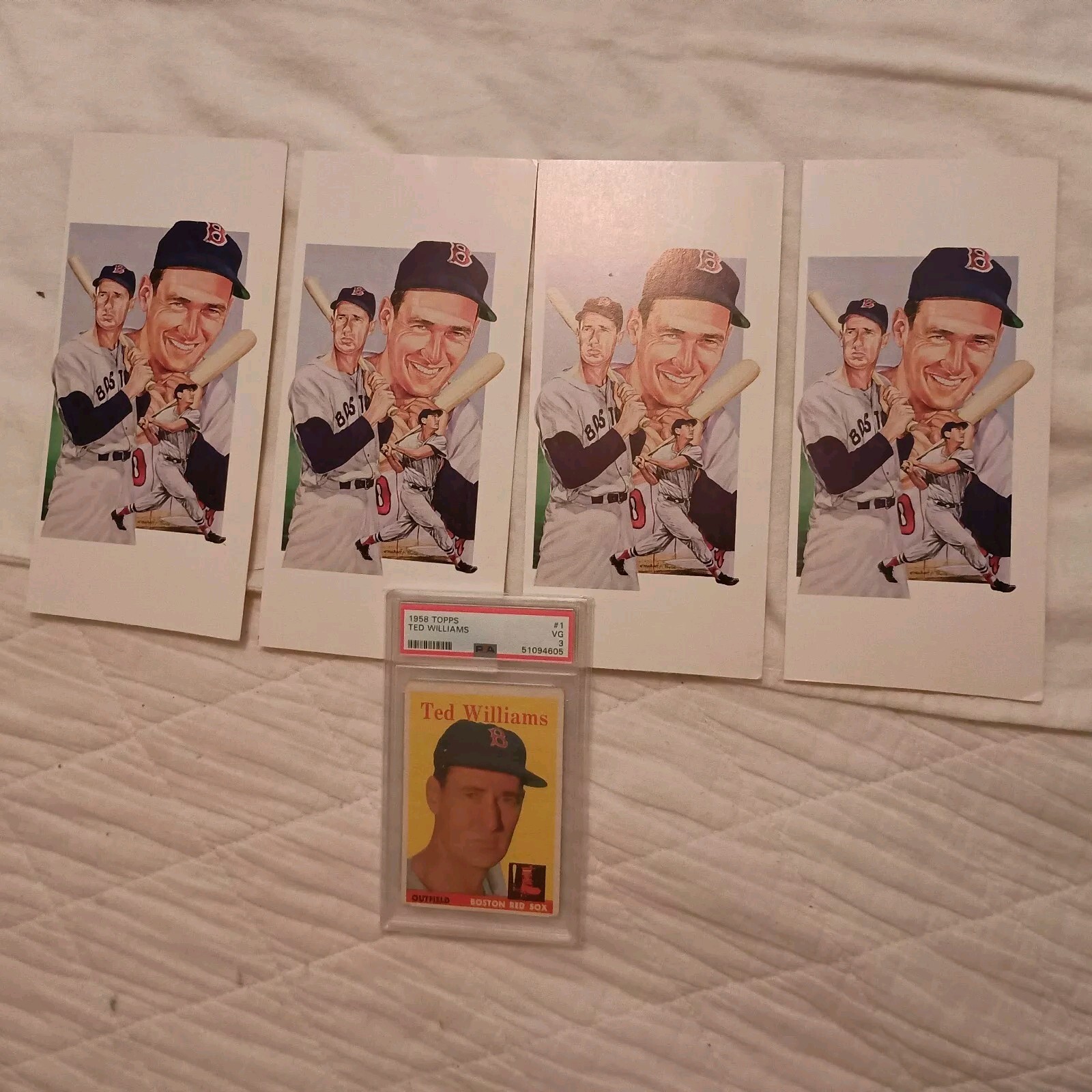 1958 TOPPS MLB TED WILLIAMS #1 HOF PSA 3+ 4 UNUSED TED WILLIAMS LEGEND POSTCARDS